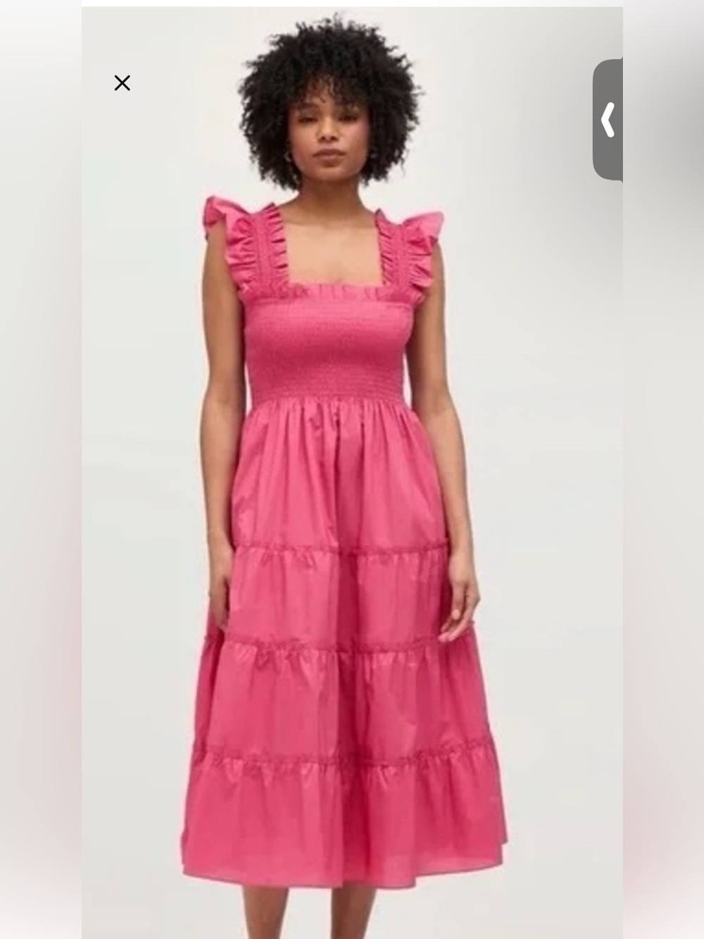 Hill House Pink Smocked Tiered Midi Dress with Ruffle Straps Size Medium